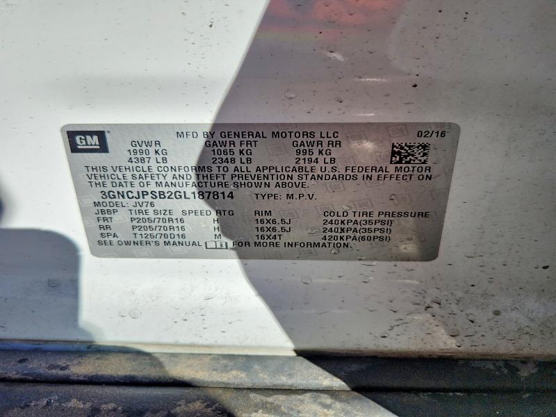 Aukcja sprzedaży 2016 Chevrolet Trax, vin: 3GNCJPSB2GL187814, numer aukcji: 50668916