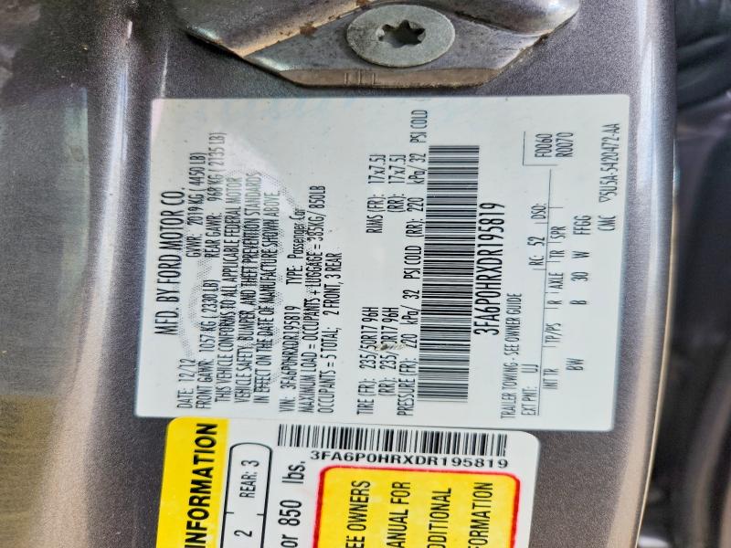 Продажа на аукционе авто 2013 Ford Fusion, vin: 3FA6P0HRXDR195819, номер лота: 51314236
