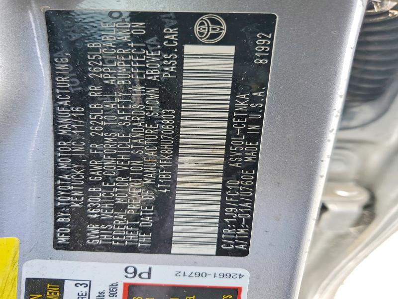 Продажа на аукционе авто 2017 Toyota Camry, vin: 4T1BF1FK8HU706803, номер лота: 50996786