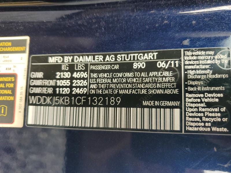 Aukcja sprzedaży 2012 Mercedes-benz E, vin: WDDKJ5KB1CF132189, numer aukcji: 49269976