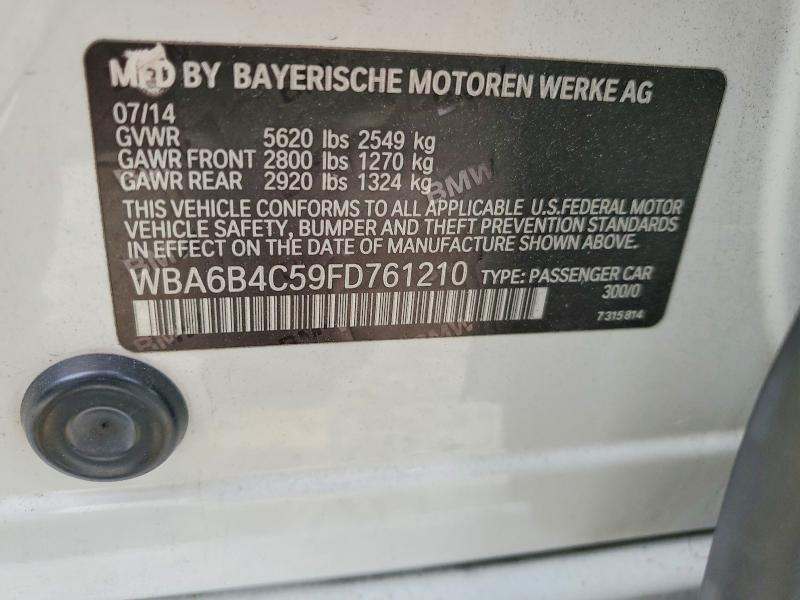 2015 Bmw Alpina B6 მანქანა იყიდება აუქციონზე, vin: WBA6B4C59FD761210, აუქციონის ნომერი: 49962266