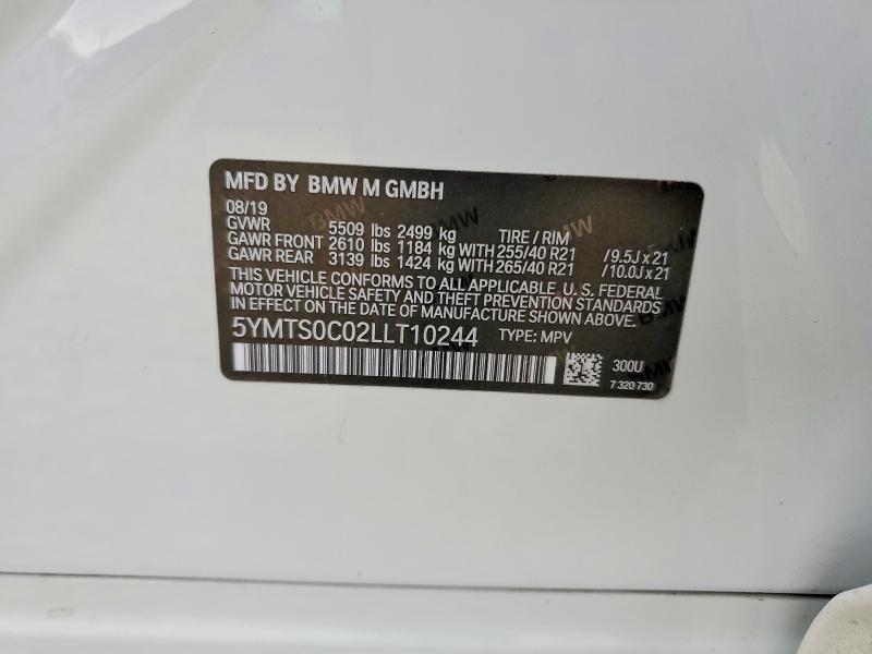 2020 Bmw X3 მანქანა იყიდება აუქციონზე, vin: 5YMTS0C02LLT10244, აუქციონის ნომერი: 50511346