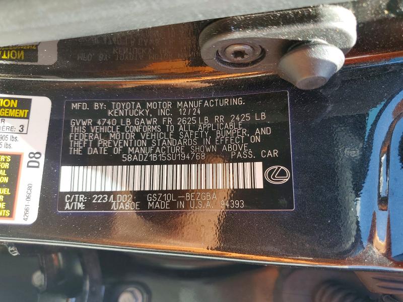 2025 Lexus Es 350 მანქანა იყიდება აუქციონზე, vin: 58ADZ1B15SU194768, აუქციონის ნომერი: 51427496