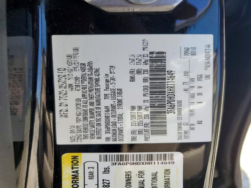 2017 Ford Fusion მანქანა იყიდება აუქციონზე, vin: 3FA6P0HDXHR114649, აუქციონის ნომერი: 51615566