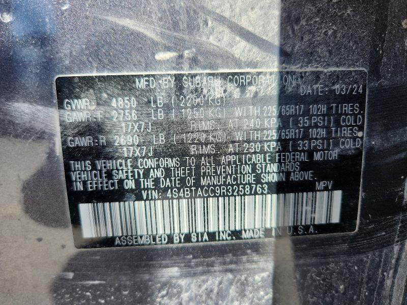 50513386 :رقم المزاد ، 4S4BTACC9R3258763 vin ، 2024 Subaru Outback مزاد بيع