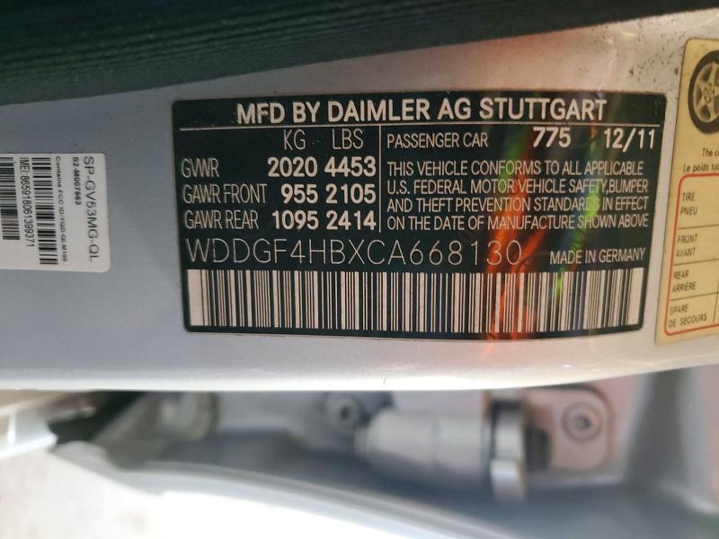 Продажа на аукционе авто 2012 Mercedes-benz C, vin: WDDGF4HBXCA668130, номер лота: 51544616