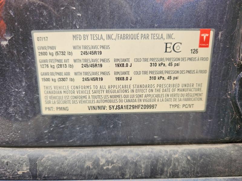 Продаж на аукціоні авто 2017 Tesla Model S, vin: 5YJSA1E29HF209997, номер лоту: 49366436