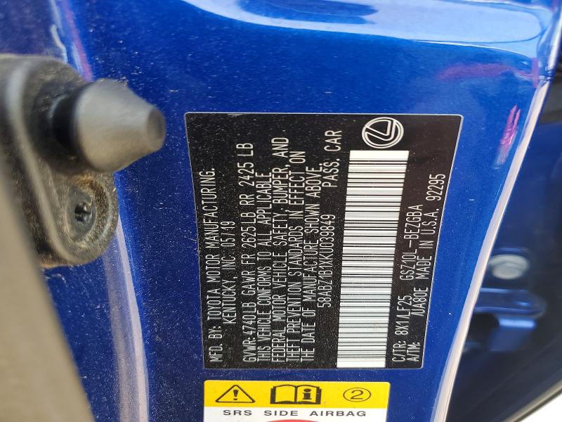 Продажа на аукционе авто 2019 Lexus Es 350, vin: 58ABZ1B1XKU039849, номер лота: 49045756