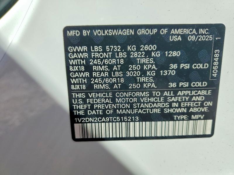 Продажа на аукционе авто 2026 Volkswagen Atlas, vin: 1V2DN2CA9TC515213, номер лота: 49116686