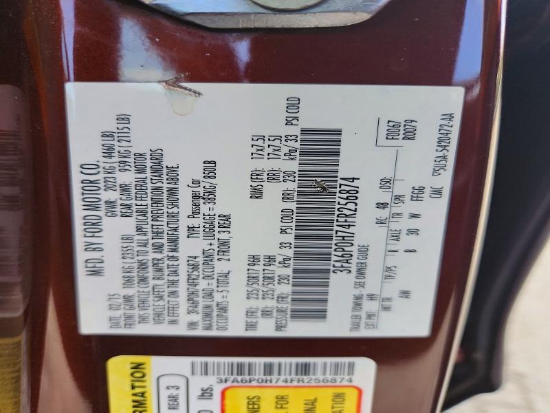 51010646 :رقم المزاد ، 3FA6P0H74FR256874 vin ، 2015 Ford Fusion مزاد بيع