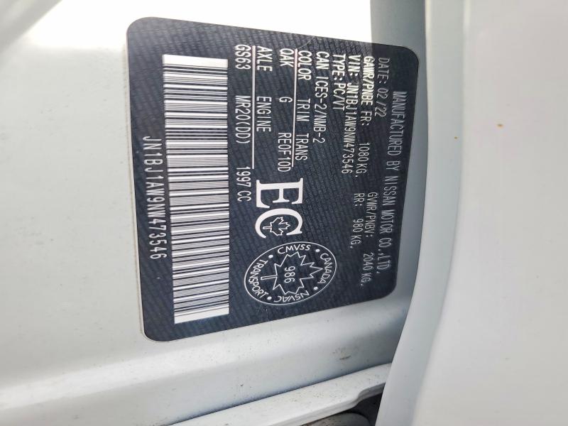 Aukcja sprzedaży 2022 Nissan Rogue Sport, vin: JN1BJ1AW9NW473546, numer aukcji: 49916256