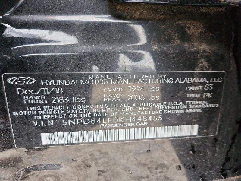 Aukcja sprzedaży 2019 Hyundai Elantra, vin: 5NPD84LF0KH448455, numer aukcji: 48396866