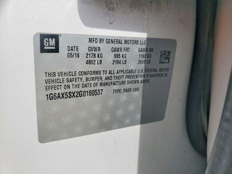 Продаж на аукціоні авто 2016 Cadillac Cts, vin: 1G6AX5SX2G0180537, номер лоту: 51336136