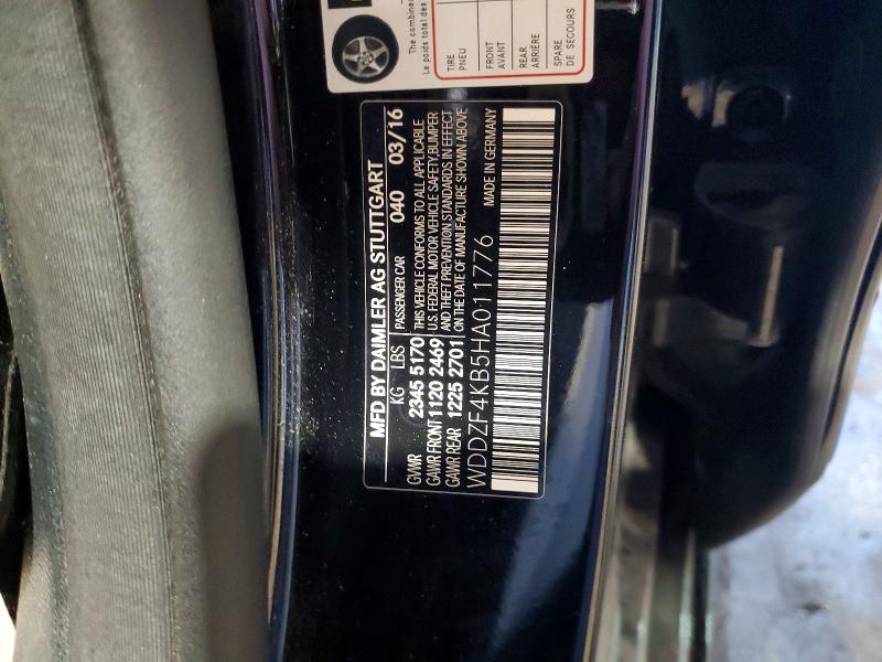 51648056 :رقم المزاد ، WDDZF4KB5HA011776 vin ، 2017 Mercedes-benz E مزاد بيع