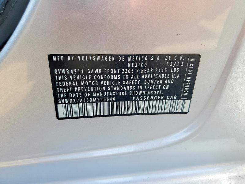 50611266 :رقم المزاد ، 3VWDX7AJ5DM255546 vin ، 2013 Volkswagen Jetta مزاد بيع