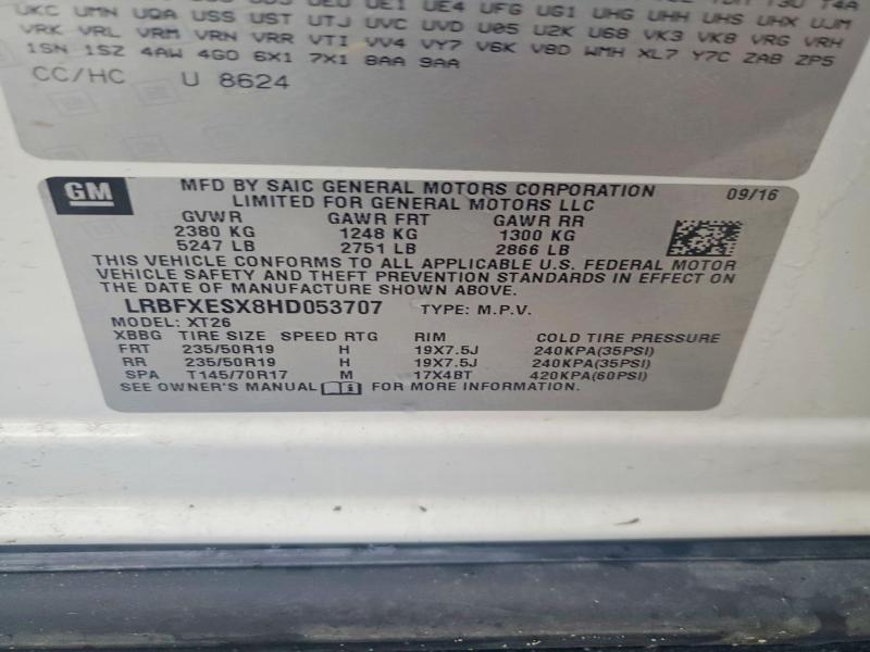 Aukcja sprzedaży 2017 Buick Envision, vin: LRBFXESX8HD053707, numer aukcji: 49813636