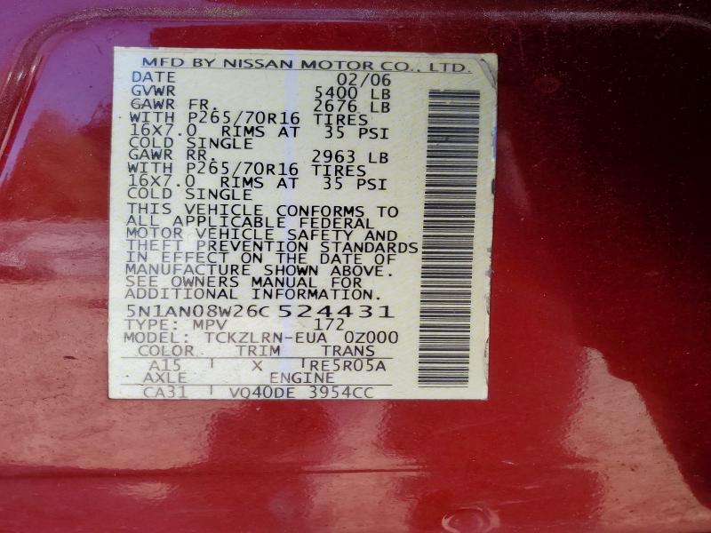 Продаж на аукціоні авто 2006 Nissan Xterra, vin: 5N1AN08W26C524431, номер лоту: 50148016