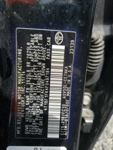 2015 Toyota Camry მანქანა იყიდება აუქციონზე, vin: 4T1BF1FK4FU497184, აუქციონის ნომერი: 51028866