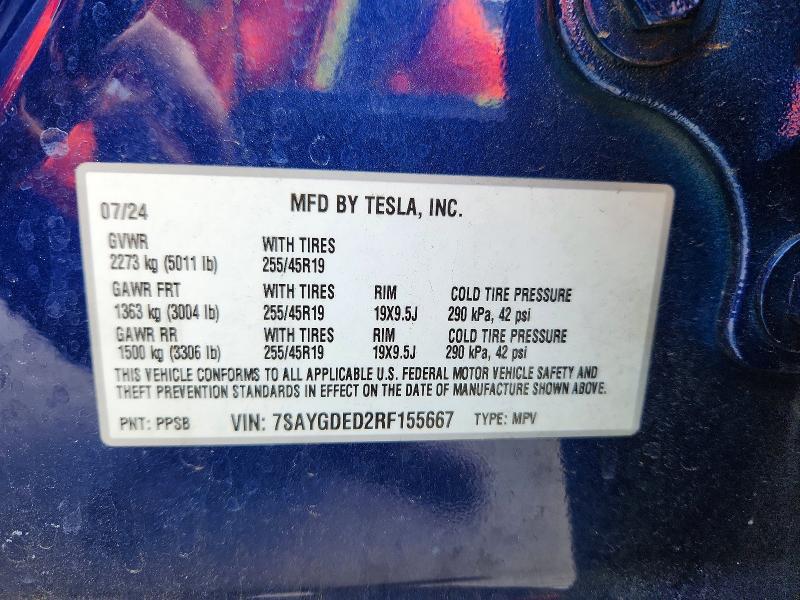 Продажа на аукционе авто 2024 Tesla Model Y, vin: 7SAYGDED2RF155667, номер лота: 51332546