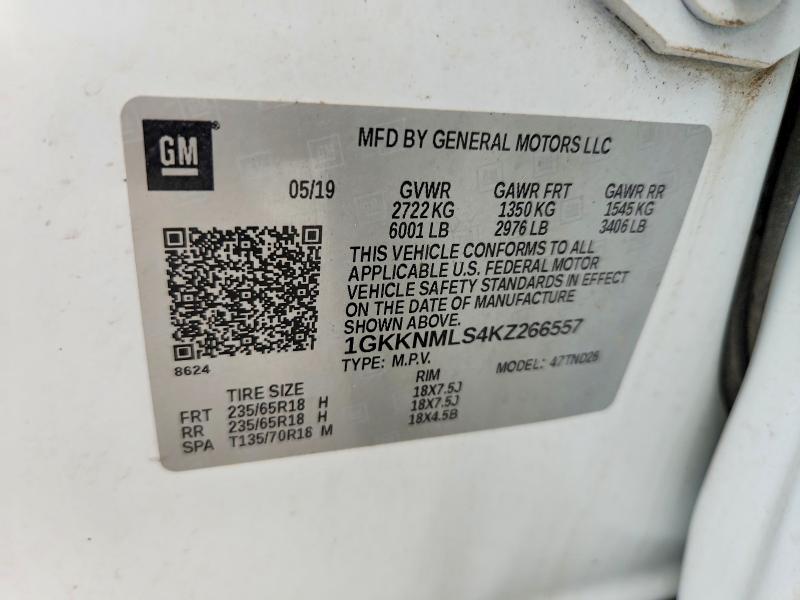Продаж на аукціоні авто 2019 Gmc Acadia, vin: 1GKKNMLS4KZ266557, номер лоту: 49989206
