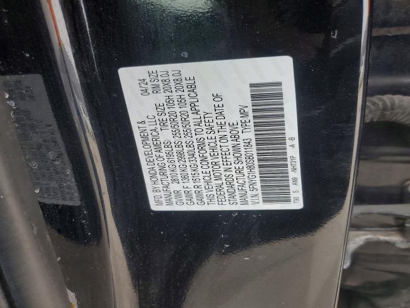 50756916 :رقم المزاد ، 5FNYG1H80SB011843 vin ، 2025 Honda Pilot مزاد بيع