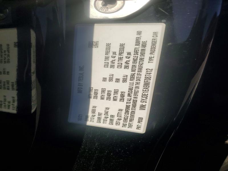 Aukcja sprzedaży 2021 Tesla Model 3, vin: 5YJ3E1EA9MF087412, numer aukcji: 46776446