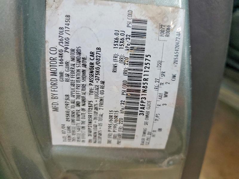 Продаж на аукціоні авто 2005 Ford Focus, vin: 3FAFP31N85R112575, номер лоту: 50762856