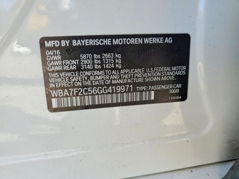 Aukcja sprzedaży 2016 Bmw 750, vin: WBA7F2C56GG419971, numer aukcji: 49434266