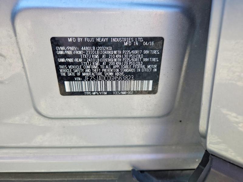 51600216 :رقم المزاد ، JF2SJADC0GH563823 vin ، 2016 Subaru Forester مزاد بيع