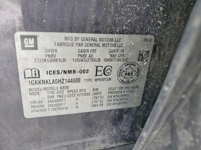2017 Gmc Acadia მანქანა იყიდება აუქციონზე, vin: 1GKKNKLA5HZ144908, აუქციონის ნომერი: 79988915