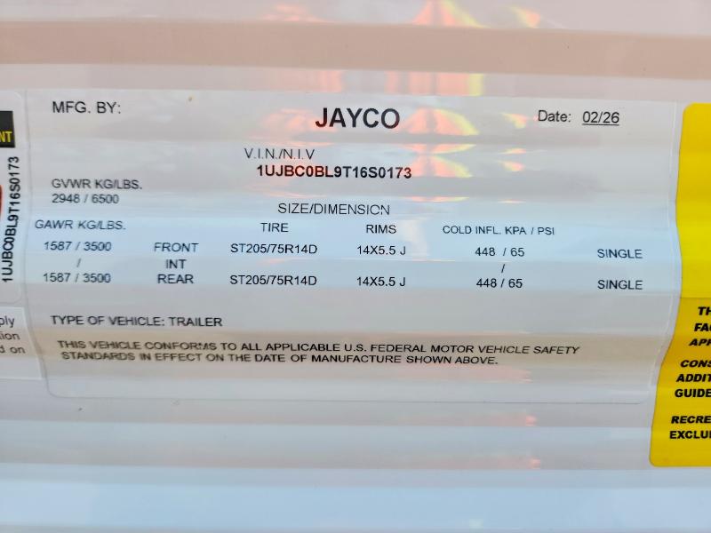 2026 Jayco Jay Flight 285 მანქანა იყიდება აუქციონზე, vin: 1UJBC0BL9T16S0173, აუქციონის ნომერი: 50412646