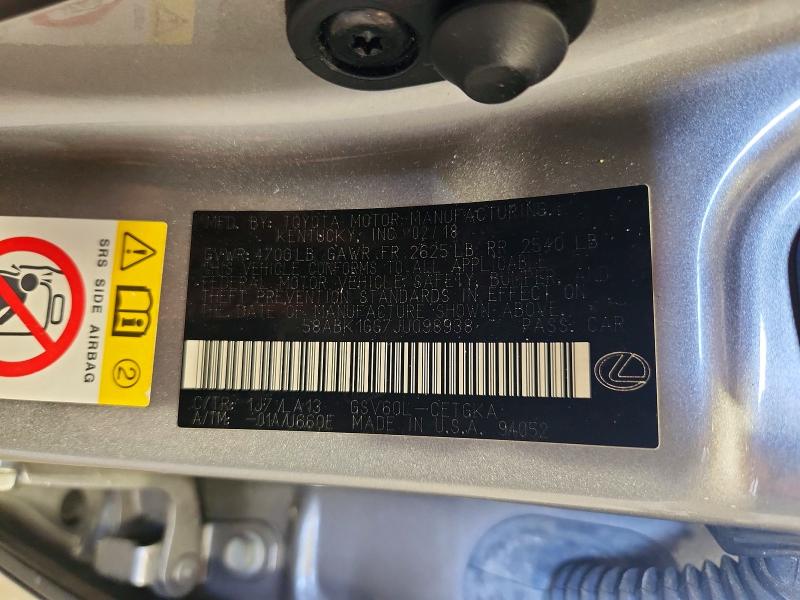 51240636 :رقم المزاد ، 58ABK1GG7JU098938 vin ، 2018 Lexus Es مزاد بيع