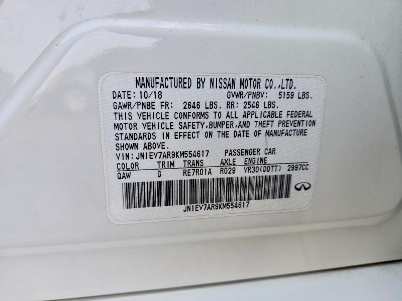 49033276 :رقم المزاد ، JN1EV7AR9KM554617 vin ، 2019 Infiniti Q50 مزاد بيع