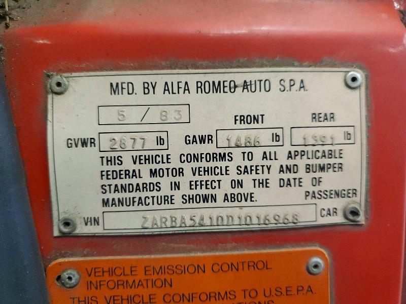 Aukcja sprzedaży 1983 Alfa Romeo Veloce, vin: ZARBA5410D1016968, numer aukcji: 49703996