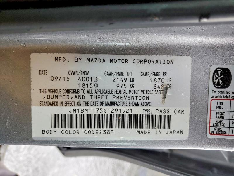 2016 Mazda 3 მანქანა იყიდება აუქციონზე, vin: JM1BM1T75G1291921, აუქციონის ნომერი: 50195286