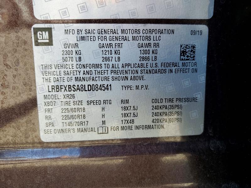 2020 Buick Envision მანქანა იყიდება აუქციონზე, vin: LRBFXBSA8LD084541, აუქციონის ნომერი: 48707026