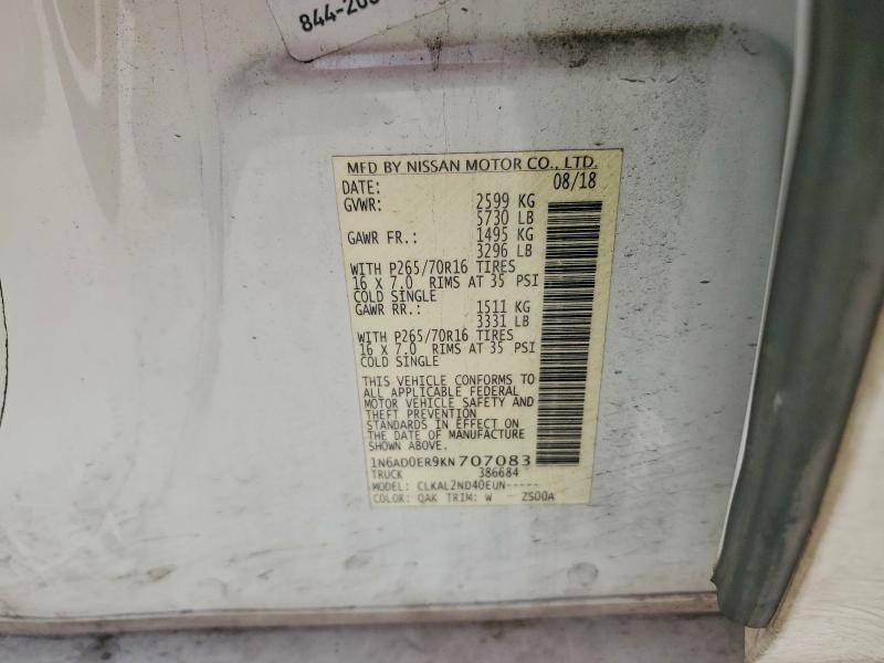 2019 Nissan Frontier მანქანა იყიდება აუქციონზე, vin: 1N6AD0ER9KN707083, აუქციონის ნომერი: 49860826