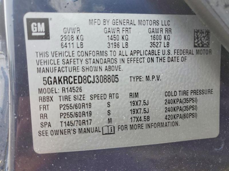 Aukcja sprzedaży 2012 Buick Enclave, vin: 5GAKRCED8CJ308805, numer aukcji: 50768776