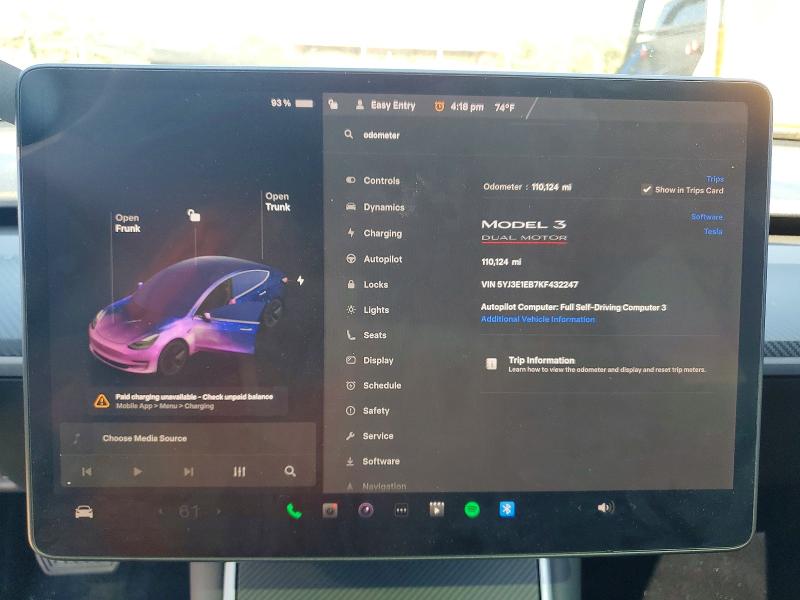 Продажа на аукционе авто 2019 Tesla Model 3, vin: 5YJ3E1EB7KF432247, номер лота: 51595746