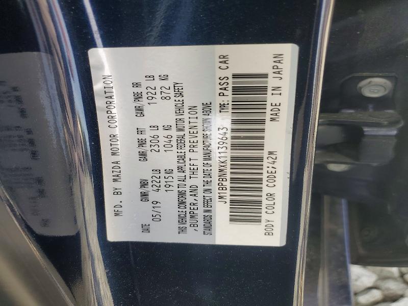 Продаж на аукціоні авто 2019 Mazda 3, vin: JM1BPBNMXK1139643, номер лоту: 48631256