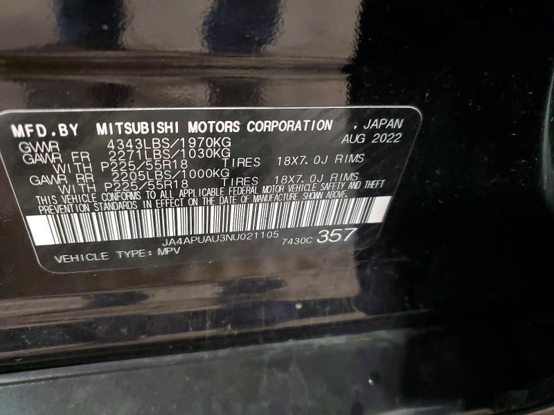 Продаж на аукціоні авто 2022 Mitsubishi Outlander Sport, vin: JA4APUAU3NU021105, номер лоту: 49494146