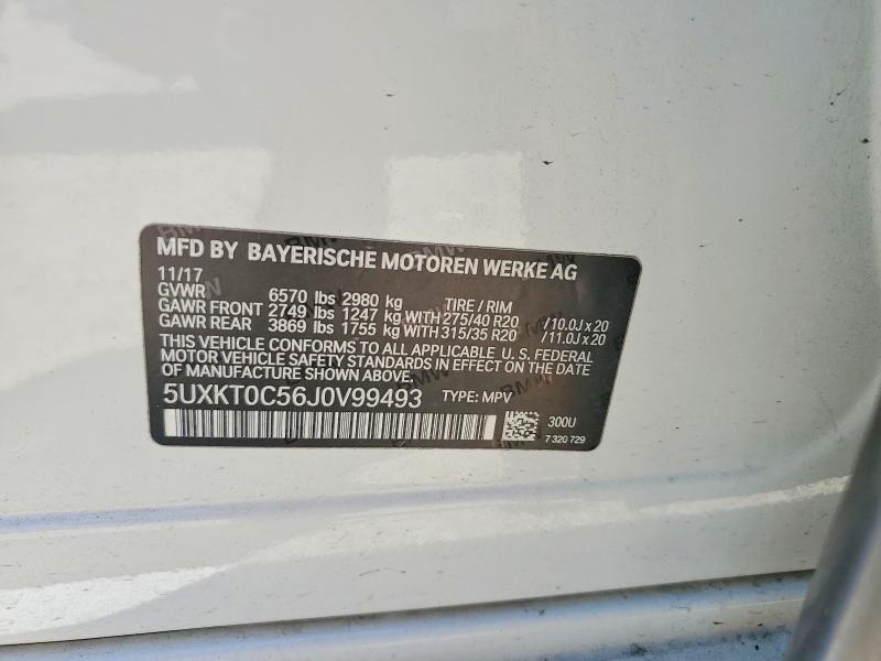 49187876 :رقم المزاد ، 5UXKT0C56J0V99493 vin ، 2018 Bmw X5 مزاد بيع