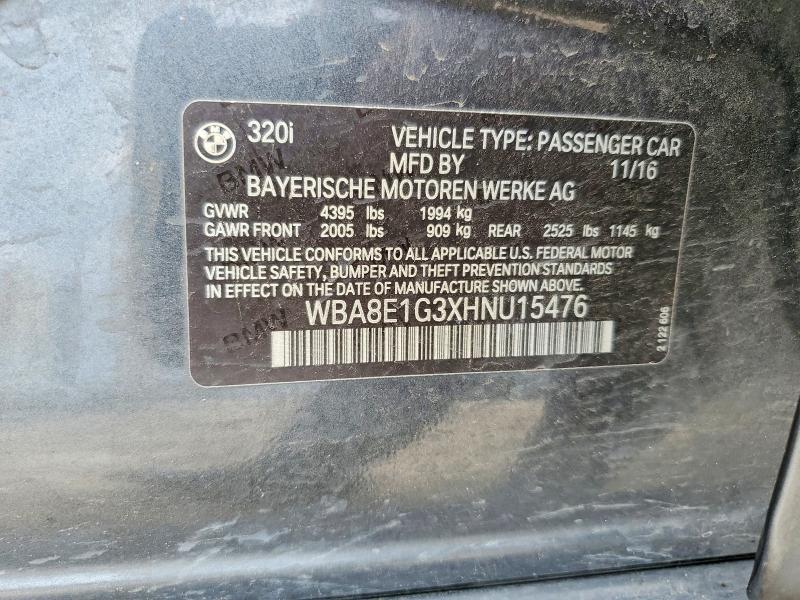 49927076 :رقم المزاد ، WBA8E1G3XHNU15476 vin ، 2017 Bmw 320 مزاد بيع