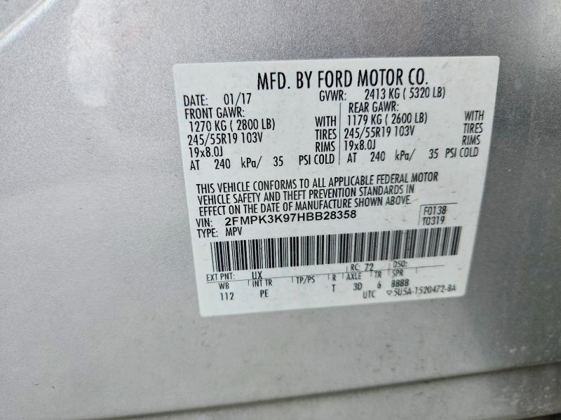 Продажа на аукционе авто 2017 Ford Edge, vin: 2FMPK3K97HBB28358, номер лота: 49505316