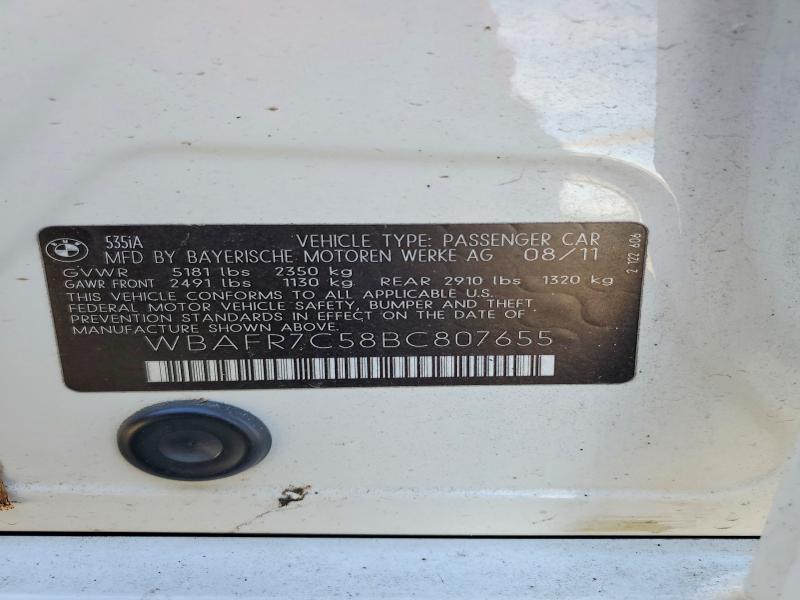 Продаж на аукціоні авто 2011 Bmw 535, vin: WBAFR7C58BC807655, номер лоту: 51137766