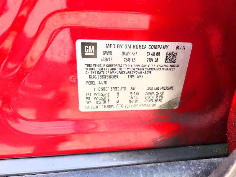 49454706 :رقم المزاد ، KL4CJCSBXEB659669 vin ، 2014 Buick Encore مزاد بيع