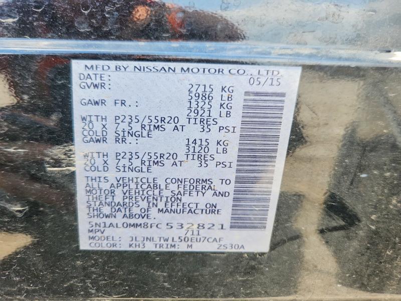 Aukcja sprzedaży 2015 Infiniti Qx60, vin: 5N1AL0MM8FC532821, numer aukcji: 50532686