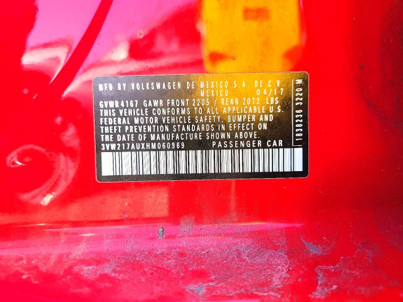 Aukcja sprzedaży 2017 Volkswagen Golf, vin: 3VW217AUXHM060969, numer aukcji: 50980456