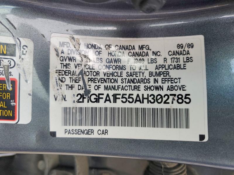 Aukcja sprzedaży 2010 Honda Civic, vin: 2HGFA1F55AH302785, numer aukcji: 51711296