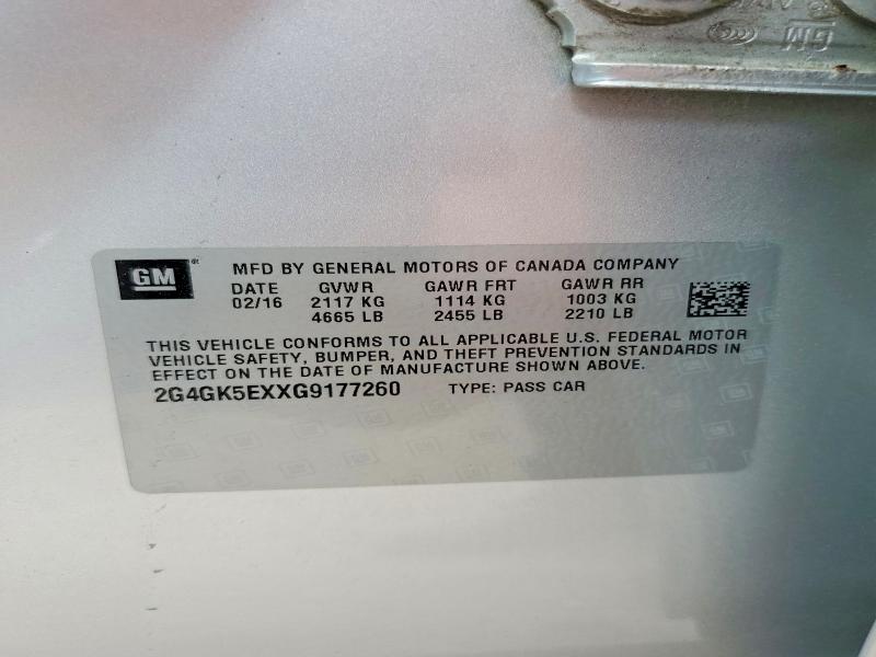 Продажа на аукционе авто 2016 Buick Regal, vin: 2G4GK5EXXG9177260, номер лота: 50837776